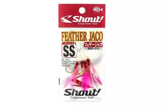 Shout 301-FJ Pink Feather Jaco Rigged Assist Hook Размер SS ( 4 ) (4485)