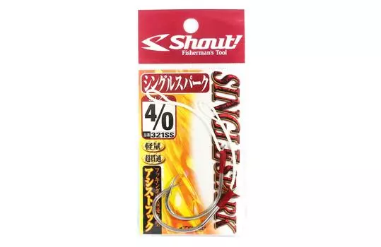 Shout 321-SS Одинарный вспомогательный крючок Spark Rigged, размер 4/0 (9532)
