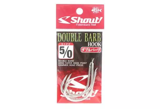 Shout 33-DB Одинарный крючок с двойным бородком, серебристый, размер 5/0 (1890)
