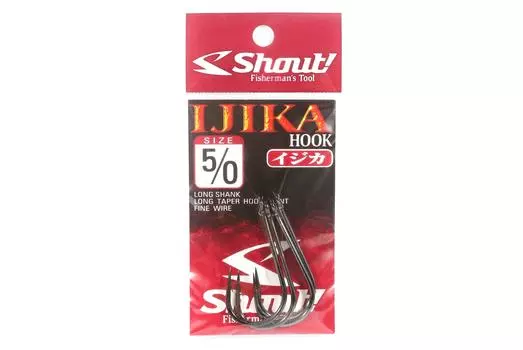 Shout 51-IJ Ijika Длинное цевье, прямой джиговый одинарный крючок, черный, размер 5/0 (0526)