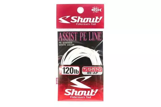 Shout 89-AP Assist Вспомогательная веревка PE Line с внутренним сердечником, 120 фунтов, 3 м (7167) белый