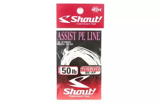 Shout 89-AP Assist Вспомогательная веревка PE Line с внутренним сердечником, 50 фунтов, 3 м (7143) белый
