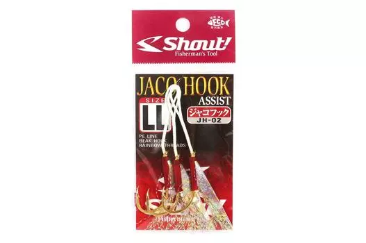 Shout JH-02 Jaco Hook Rigged Assist Rainbow Feather Размер LL ( 2/0 ) (8044)