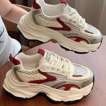 Show small feet, high value, thick sole height increase women s dad shoes, spring and autumn versatile trendy casual shoes women 35