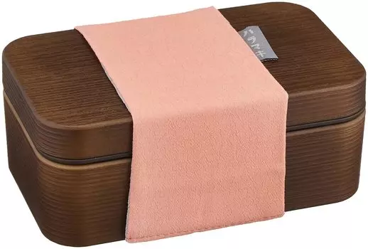 Showa Bento Box Haramaki Light Brown x Pink Wood Grain Long Angle Bento S