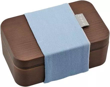 Showa Bento Box Haramaki светло-коричневый x синий Wood Grain Long Angle Bento S