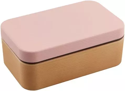 Showa Bento Rice Wood Long Square Clean Сделано в Японии 4979536 Коробка, не прилипает, Зерно, Смола, Bento, Розовый, Покрытие, Можно использовать в микроволновой печи/мыть в посудомоечной машине, 600 мл, розовый