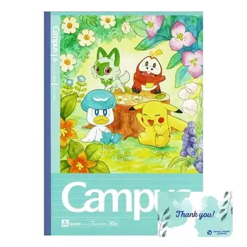 Showa Note Pocket One Scene Art Monster Campus Note A Ruled A Pattern RPJ Set Kokuyo Campus University Notebook 7mm x 30 Lines 30 Sheets 301729001