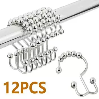 Крючки для душевых занавесок Кольца для штор из нержавеющей стали Крючки для штор из нержавеющей стали Крючок для душа с роликовым скольжением Кольцо для оконных душевых штанг