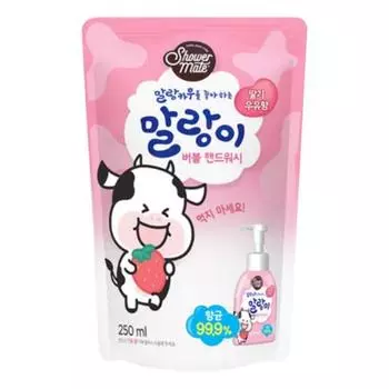 Shower Mate Soft Cow Pure Bubble сменный блок для мытья рук с ароматом клубничного молока, 1 шт., 250 мл