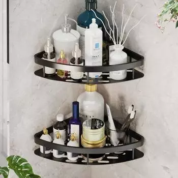Shower Shelf Bathroom Kitchen Wall Hanging Triangle Storage Rack Perforation-Free Suction Cup Shampoo Rack Bathroom Accessories