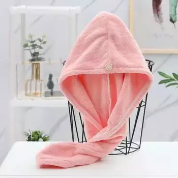 Shower Towel Cap Bath Towels Bathroom Supplies Beach Superfine Fiber Quick Drying Hair Woman Soft Women s Headscarf Home Hand розовый