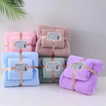 Shower Towel Luxuriously Soft Bath Towel Set for Gentle Skin Absorbent Quick Drying Versatile Usage for Bathroom 2 Pack Highly 70x140cm 35X75CM синий