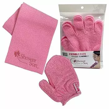 SHOWERSON Scrub Towel Mittens Sleeves Sleeves Set of 3 Pink Patent Fiber Body Towel Whole Body Dead Skin Pore Scrub Towel Korea SHINBEE + +