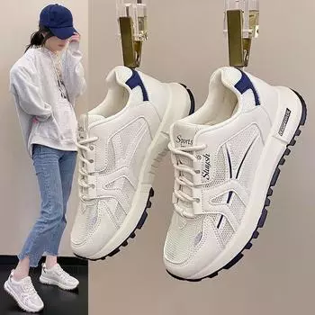 Showing Feet Small Forrest Gump Shoes Women s Autumn New Breathable Mesh Sneakers Non-slip Soft Sole Versatile Little White Shoes Women 35 синий