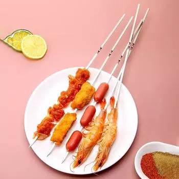 Шпага для барбекю с трубкой для хранения, игла для барбекю из нержавеющей стали, многоразовые плоские палочки для гриля, аксессуары для пикника на открытом воздухе