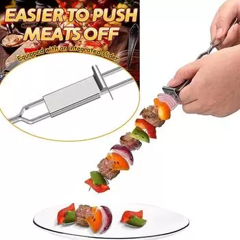 Шпажки для барбекю с длинными деревянными ручками, переносная круглая вилка для выпечки, палочка для пикника на открытом воздухе, походные инструменты, инструмент для приготовления стейка, мясо
