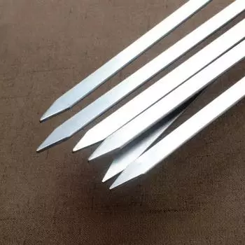 Шпажки для шашлыка 55 см плоские шампуры для барбекю из нержавеющей стали с деревянной ручкой многоразовые шампуры для барбекю плоские палочки ряд кебабница