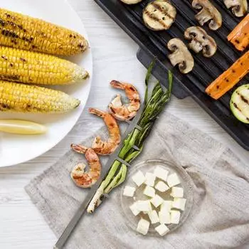 Шпажки из нержавеющей стали для шашлыков, плоские шампуры для шашлыка, многоразовые металлические шампуры для барбекю