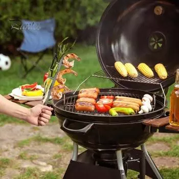 Шпажки из нержавеющей стали для шашлыков, плоские шампуры для шашлыков, многоразовые металлические шампуры для барбекю, для жарки мяса, креветок, курицы, овощей, вилка для барбекю для дома 1pc