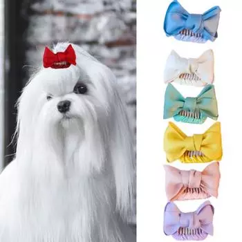 Шпилька для домашних животных, милые однотонные заколки для волос с бантом для собак, свадебная вечеринка, головные уборы принцессы для щенков для маленьких домашних животных розовый