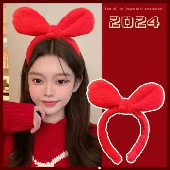 Шпилька для волос с красным бантом, красная повязка для волос, новогодний головной убор, милая новогодняя повязка для волос, подарок на Новый год