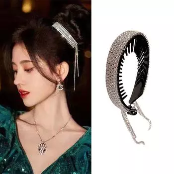 Шпилька для волос со стразами и кисточкой, пряжка для волос, пряжка для хвоста, формирователь волос, головной убор