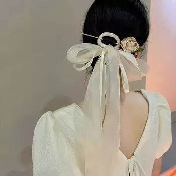 Шпилька для волос в китайском стиле с бантом, свадебный головной убор в китайском стиле, заколка для волос в цветочном стиле, простая женская заколка для волос