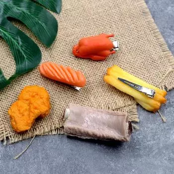 Шпилька из 6 кусков ребер VC, имитация жареной утки, куриных наггетсов, картофеля фри со странными персонализированными боковыми зажимами, головной убор