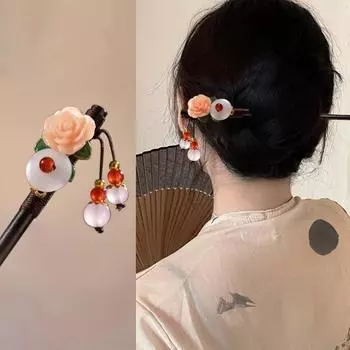 Шпилька в старинном стиле, ступенька с кисточкой, деревянная заколка-качалка, головной убор, завитые волосы, аксессуары Ханфу, заколка в старинном стиле, завязка волос