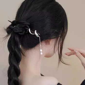 Шпильки для волос для пучков Шпилька для волос Ханьфу со стразами Шпилька для волос в виде змеи Аксессуары для чонсама золотой