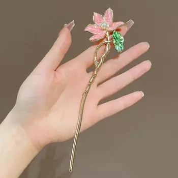 Шпильки для волос в китайском стиле, шпильки для волос в виде цветка лотоса, палочки для волос из сплава, винтажная вилка для волос, головной убор, аксессуары для волос