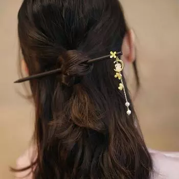 Шпильки для волос в виде кролика в китайском стиле, деревянная шпилька для волос в старинном стиле B