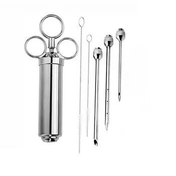 Шприц для приправы индейки из нержавеющей стали с двумя иглами, 2 унции