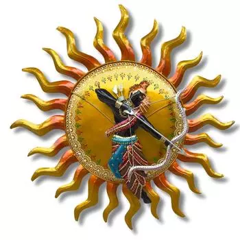 Shree Ram With Sun Metal Wall Decor/Wall Sculpture/Wall Hanging for Home Decoration Perfect for Living Room