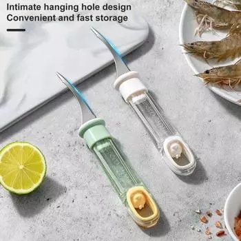 Овощечистка для креветок, шелушитель для раков, инструмент для шелухи раков, лезвие из нержавеющей стали, компактный дизайн, эффективное устройство для очистки креветок, кухонный гаджет для любителей зелёный