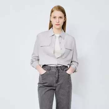 [shs Miss] Basic Flap Pocket Shirt Swwsto11060 Ivory/66