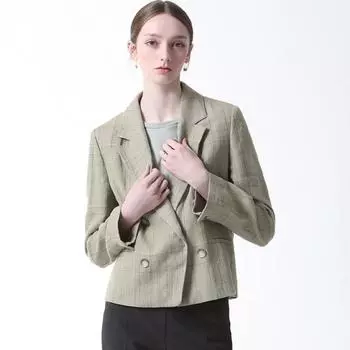 Shs Miss Check Linen Short Jacket Price 398 000 Won Oatmeal (OT)/55