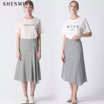 Юбка-клеш Shs Miss Check Unbalanced Green (GN)/55