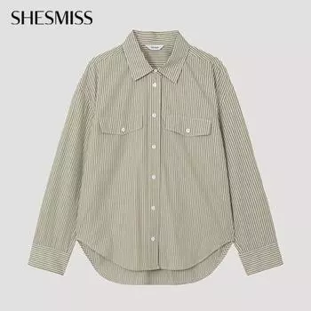 Shs Miss Cotton Stripe Pocket Shirt Swwstp12070 Be beige/55