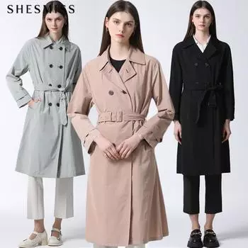 Хлопковое пальто-тренчкот Shs Miss с двумя пуговицами beige (BE)/55