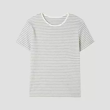 [shs Miss] Футболка в полоску в рубчик sajTsp22030 Lg light gray/00