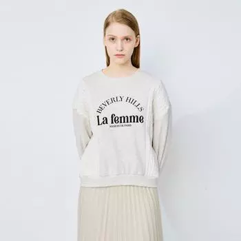 [shs Miss] Knit Block Round Neck Sweatshirt Sajtso12050 MELANGE GRAY/00