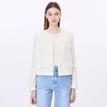 [shs Miss] Куртка с круглым вырезом и передним карманом Swwjkp22130 off-white/55