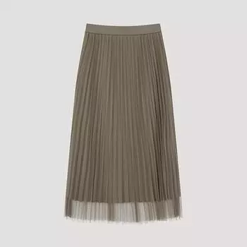 [shs Miss] Layer Pleated Banding Skirt Sawsko12020 Br Braun/00