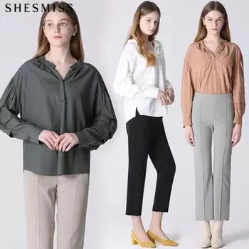 Блузка Shs Miss с многослойными рукавами и вырезом под горло Dark Khaki (DK)/55