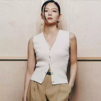 Shs Miss Linen V Neck Button Knit Sskpoo21180 blacks/55