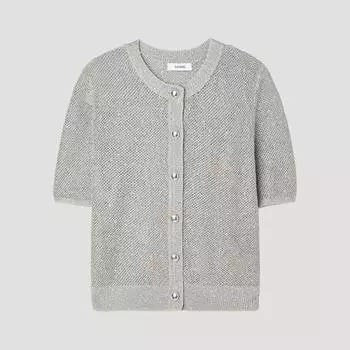 [shs Miss] Metal Round Neck Cardigan Sskcdp22020 Gr Grey/55