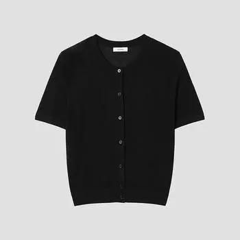 [shs Miss] Прозрачный кардиган с круглым вырезом Sskcdp22540 blacks/55