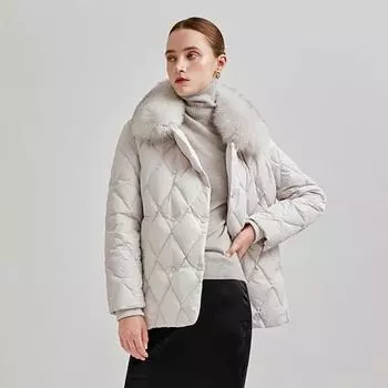 [shs Miss] Стеганый джемпер на утином пуху с ромбовидной отделкой Ssdjpn42060 Ivory/55